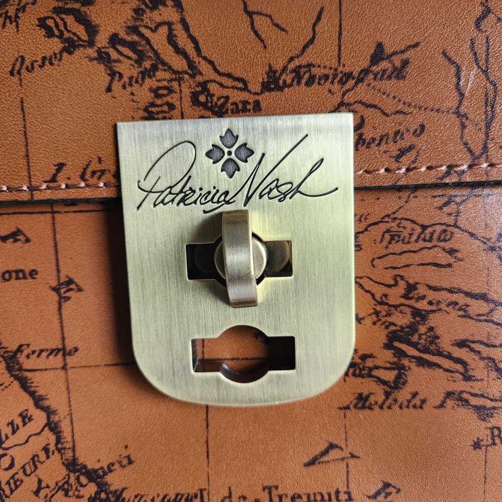 Patricia Nash Brown Signature Map Carisbrooke Riot Rust Satchel Set 4pc Set - Picture 7 of 17